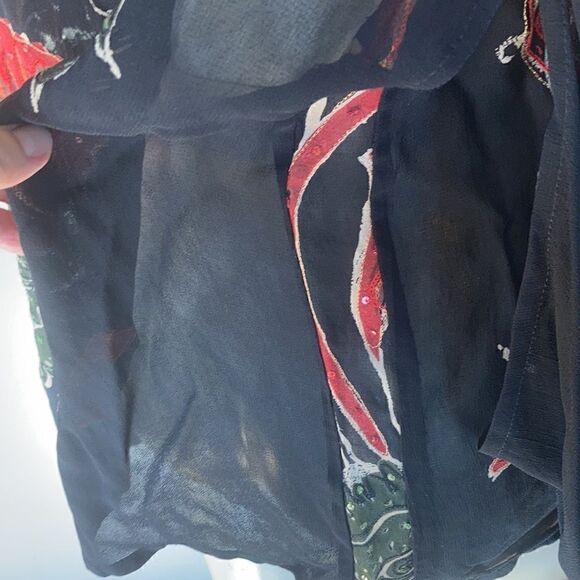 Chico’s kimono sleeve embroidered sequin jacket burnout black floral S M - Picture 8 of 16